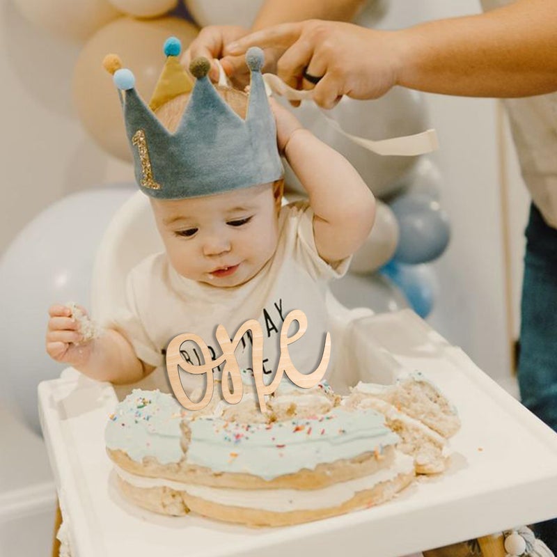 MUWEOL One Wooden Cake Topper - First Birthday Party Decoration - Image 4