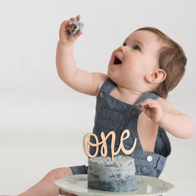 MUWEOL One Wooden Cake Topper - First Birthday Party Decoration - Image 2