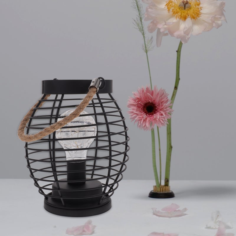 Modern Metal Table Lamp Battery Operated Cage Basket Style Night Light - Image 3