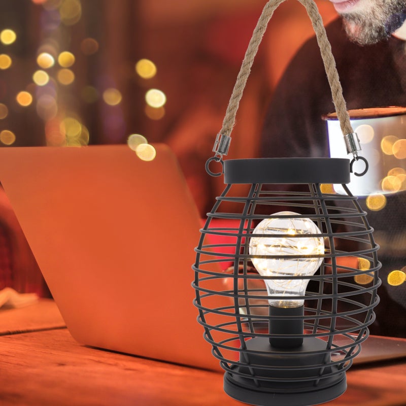 Modern Metal Table Lamp Battery Operated Cage Basket Style Night Light - Image 5