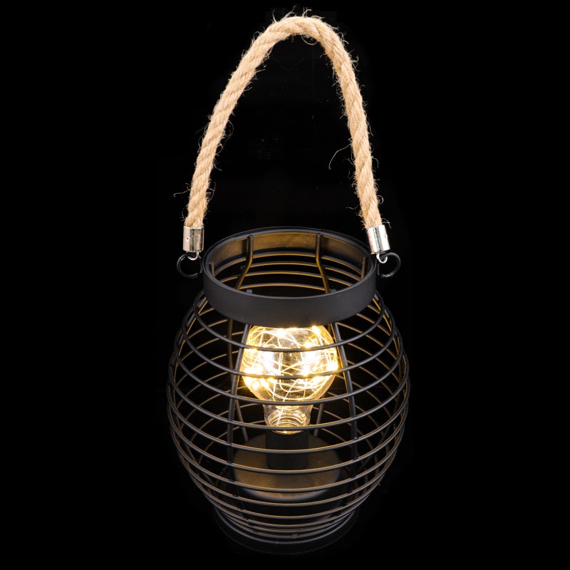 Modern Metal Table Lamp Battery Operated Cage Basket Style Night Light - Image 1