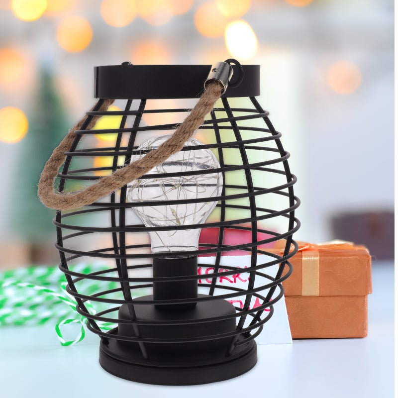 Modern Metal Table Lamp Battery Operated Cage Basket Style Night Light - Image 4