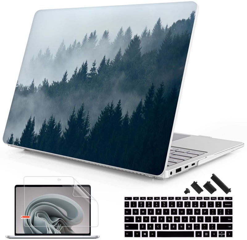 Mektron Case for 138 Microsoft Surface Laptop 7 Windows 11 AI PC 2024 Surface Laptop 138 Inch Cover Fits Model 2036 Keyboard Cover Screen Protector Dust Plugs Misty Forest C132 - Image 2