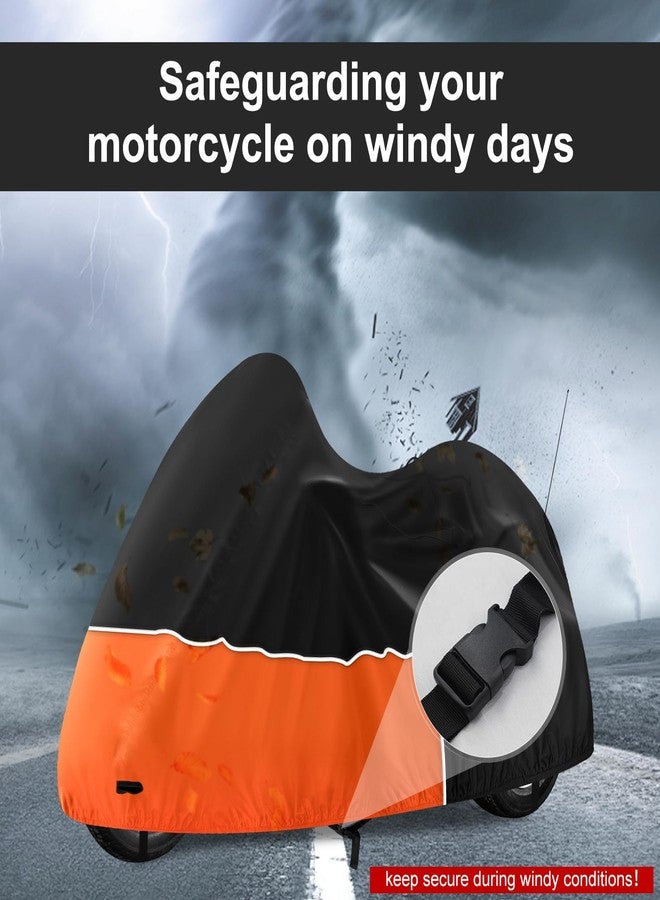 Keyless4U Trike Cover, Waterproof Internal Composite Cotton 3 Wheel Motorcycle Cover for Harley Davidson, Honda Goldwing, Kawasaki Trike Accessories, with Windproof Buckle, Reflective Strap, Black&Orange - Image 5