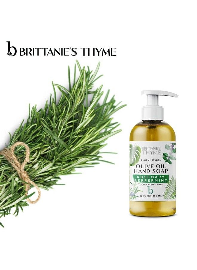 Brittanie's Thyme - Organic Natural Hand Soap 12 Oz Pack Of 3 (Rosemary & Peppermint) Castile Soap Made Olive Oil And Natural Luxurious Essential Oils. Vegan & Gluten Free - Image 1