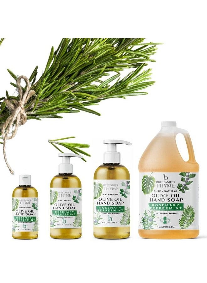 Brittanie's Thyme - Organic Natural Hand Soap 12 Oz Pack Of 3 (Rosemary & Peppermint) Castile Soap Made Olive Oil And Natural Luxurious Essential Oils. Vegan & Gluten Free - Image 1