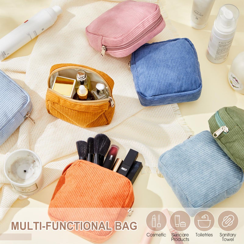 Dansydaisy 9 Pcs Sanitary Storage Pouch Mini Corduroy Makeup Bag Valentine's Day Period Pouch Gift Tampon Bag for Women Teacher Purse Small Portable Wallet with Zipper for Travelling(Vintage Color) - Image 4