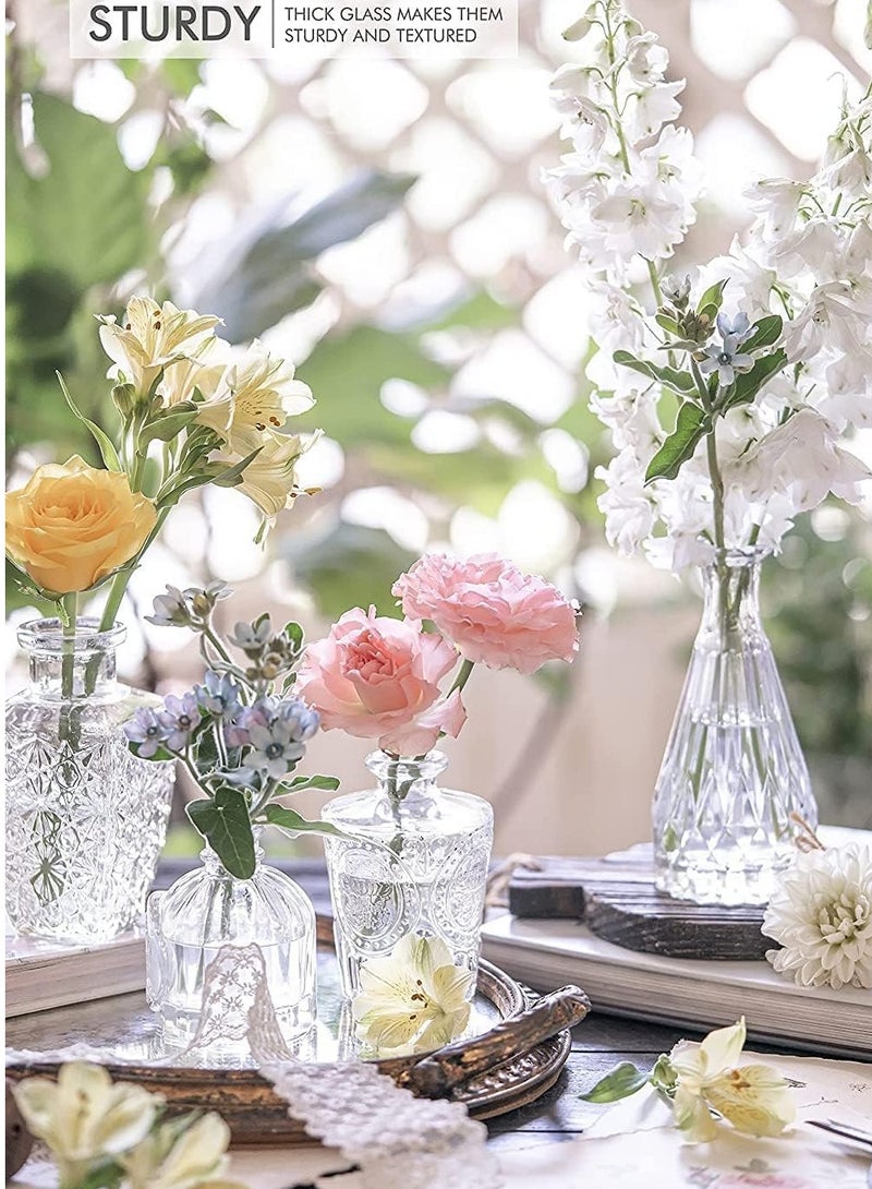 يوستيد مجموعة مزهريات زجاجية مكونة من 10 - مزهريات صغيرة للزهور، مزهريات برعم شفافة بكميات كبيرة، مزهريات زجاجية لطيفة للقطع المركزية، مزهرية كلاسيكية صغيرة لتزيين الزفاف الريفي، ديكور زهور طاولة المنزل (أ) - Image 4