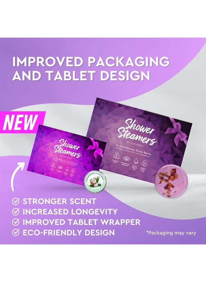 CLEVERFY أقراص بخار الاستحمام من Cleverfy - مجموعة متنوعة من 6 قنابل استحمام مع زيوت أساسية. هدايا تقدير المعلمين وهدايا عيد الأم للأمهات. مجموعة بنفسجية - Image 2
