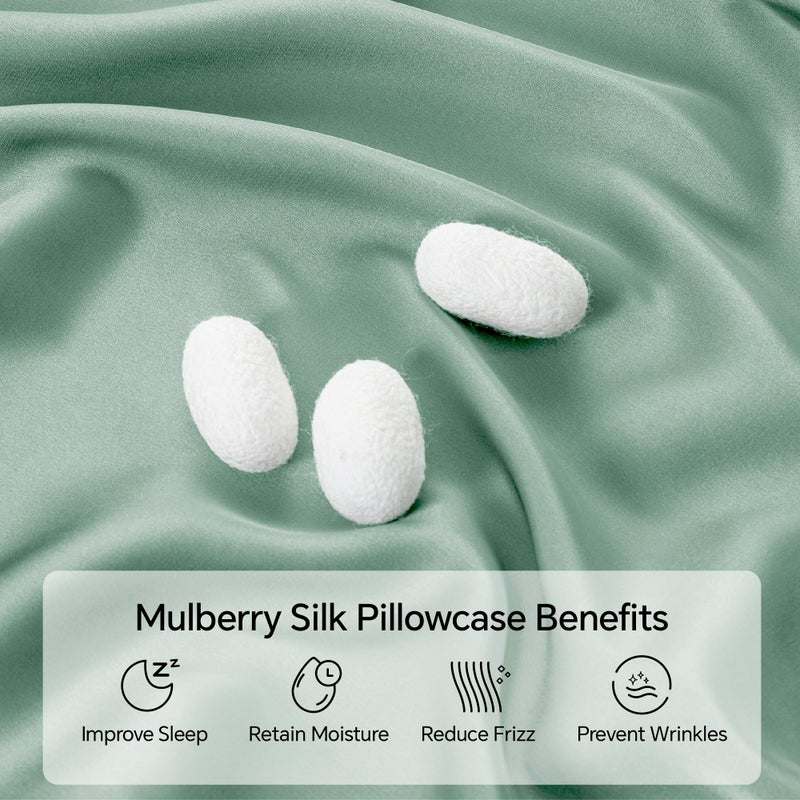 INFIIXSO Mulberry Silk Pillowcase for Hair and Skin  Silk Pillow Cases Standard Size Set of 2 with Hidden Zipper 20x26 Inches  Smooth and Soft Cooling Pillow Cases for Hot Sleepers(Mint Green 2 Pack) - Image 2