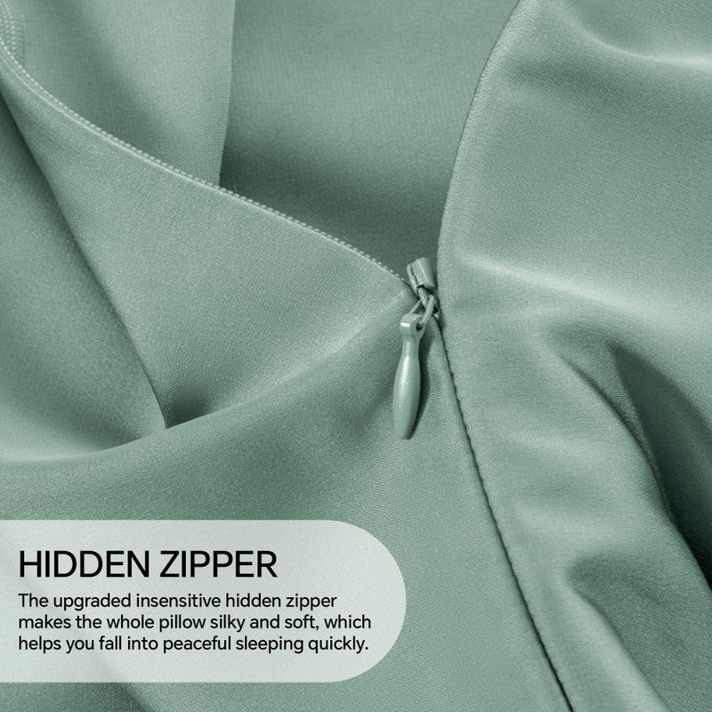 INFIIXSO Mulberry Silk Pillowcase for Hair and Skin  Silk Pillow Cases Standard Size Set of 2 with Hidden Zipper 20x26 Inches  Smooth and Soft Cooling Pillow Cases for Hot Sleepers(Mint Green 2 Pack) - Image 5