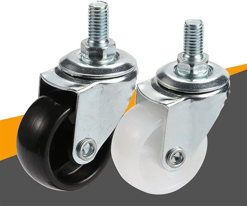 4Pcs M8 M10 M12 Universal Furniture Caster Wheels 8mmX15mm White Screw Rod - Image 4