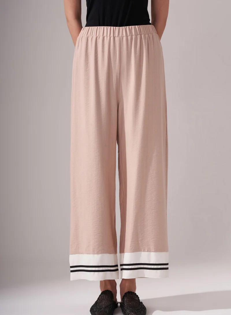 MIZALLE Striped Hem Wide Leg Pants