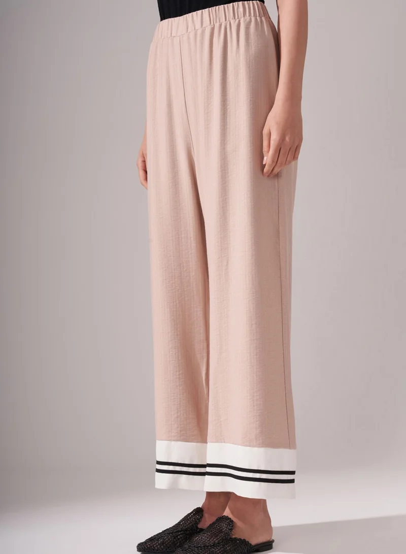 MIZALLE Striped Hem Wide Leg Pants