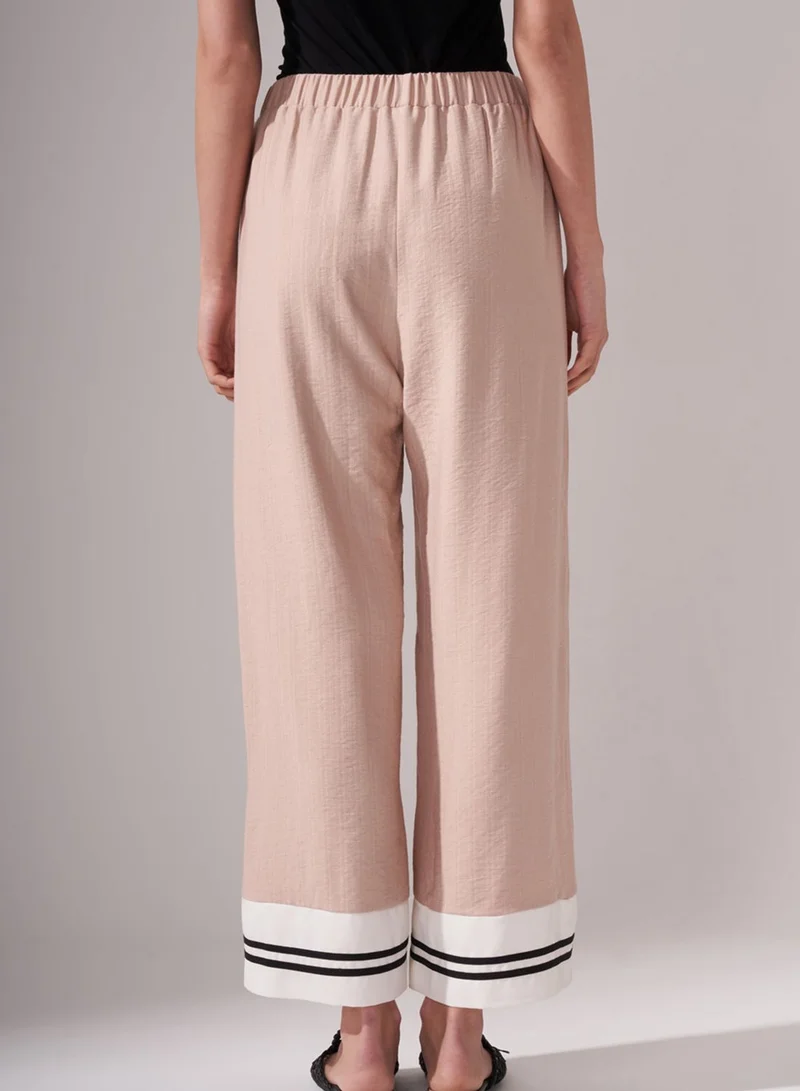 MIZALLE Striped Hem Wide Leg Pants