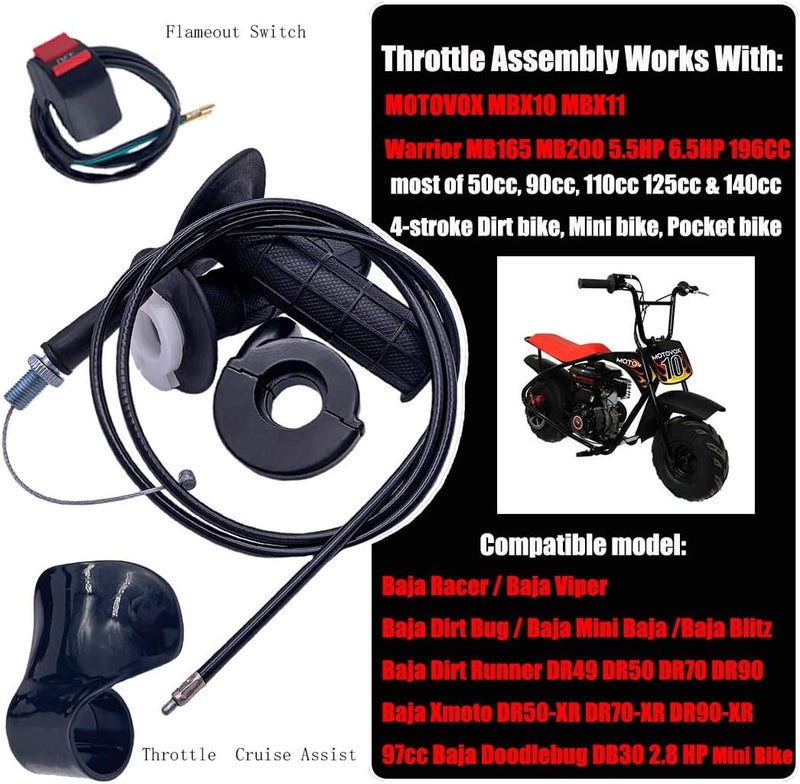 Aniro Moto Auto-Moto Twist Throttle Cable Housing Grips Set for Mini Pit Bikes - Image 2