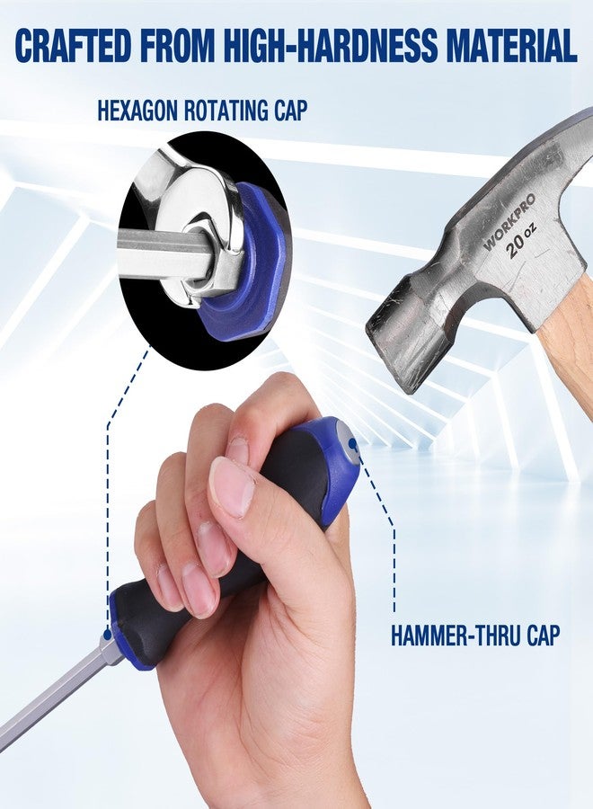 ووركبرو مجموعة مفكات براغي مغناطيسية من WORKPRO، مكونة من 12 قطعة، مع رف تثبيت على الحائط، تتضمن مفكات براغي مشقوقة وفيليبس، ومفك براغي مغناطيسي مع أدوات إزالة المغناطيسية - Image 2