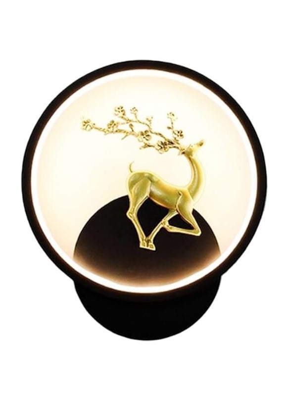 Mazaya MAZAYA Antique 3 in 1 Colored Wall Lamp with Switch for Home Décor| Night Lamp for Living Room, Drawing Room|(Black Round Deer) Color(Warm White+ Natural White+ Cold White)  - Image 1