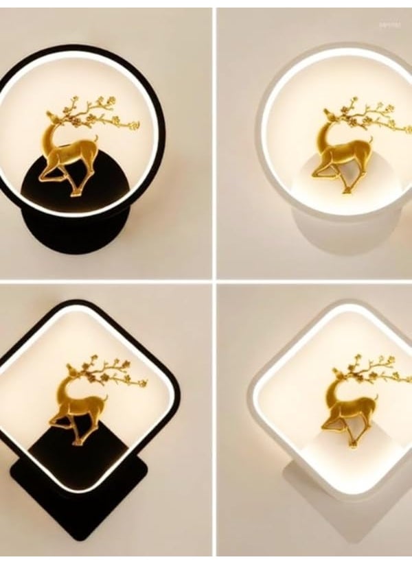 Mazaya MAZAYA Antique 3 in 1 Colored Wall Lamp with Switch for Home Décor| Night Lamp for Living Room, Drawing Room|(Black Round Deer) Color(Warm White+ Natural White+ Cold White)  - Image 4