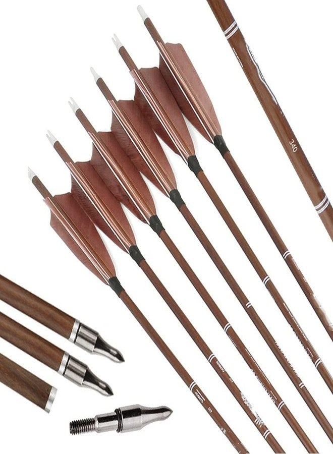 Futaba 31 inch Wood Grain Carbon Archery Arrows for Target Practice (6 pcs) - Spine 340 - Image 5