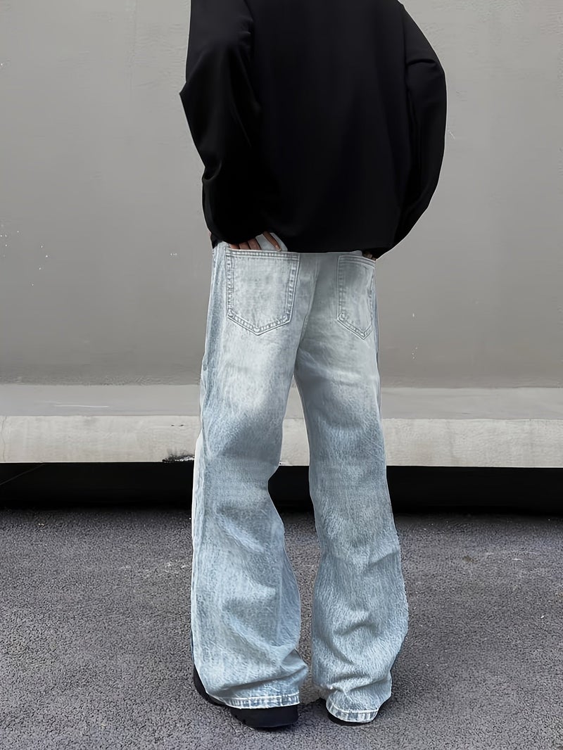 Men'S Work Pants Solid Color Washed Long Trousers Men'S Trendy Straight Casual Loose Wide Leg Pants - Image 5
