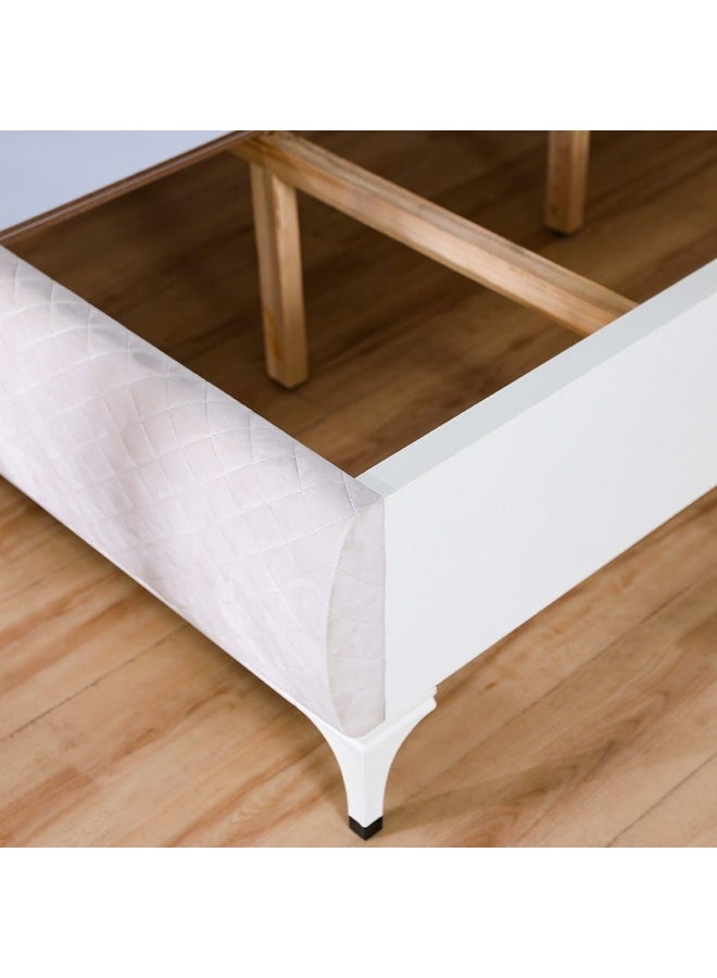 DANUBE HOME سرير سوبر كينغ ألوها 200X200 بتصميم حديث متين إطار سرير مزدوج خشبي أثاث هادئ ومريح (الماتريس غير مشمول) L222xW217xH150cm - أبيض - Image 2