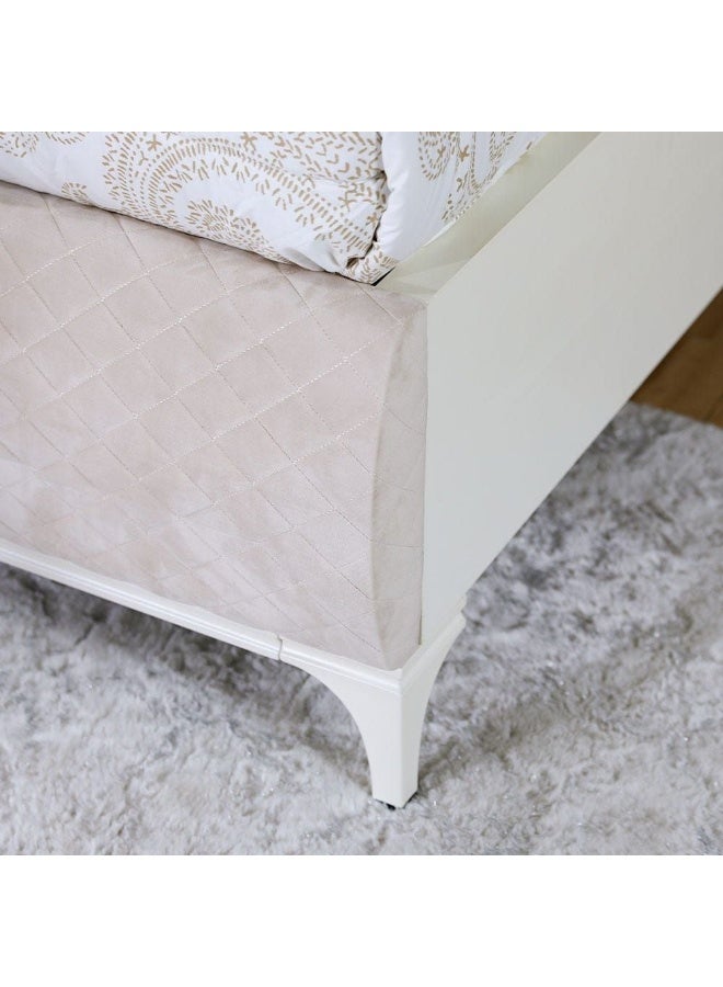 DANUBE HOME سرير سوبر كينغ ألوها 200X200 بتصميم حديث متين إطار سرير مزدوج خشبي أثاث هادئ ومريح (الماتريس غير مشمول) L222xW217xH150cm - أبيض - Image 3