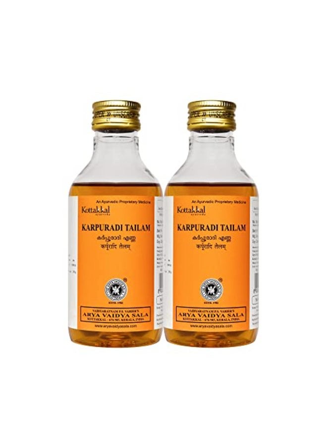 Kottakkal ayurveda Kottakkal Ayurveda Karpuradi Tailam, Enriched With Goodness of Karpura - Pack of 2 (200ml Each), Ayurvedic Herbal Oil, Unisex, Natural Health Enthusiasts, Adults  - Image 1