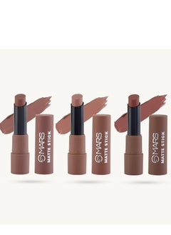 Mars MARS Matte Box Set of 3 Lipsticks for Women | Long-Lasting | Smooth Finish | Moisturising | One Swipe Pigmentation (3x3.2 gm) (04-Brown)  - Image 5