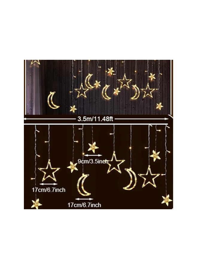 The Bros Ramadan Decorative Lights, Eid al Fitr LED String Lights, 3.5-Meter Wedding Party Holiday Star Moon Battery Powered Lights, Home Garden Bedroom Indoor Lights (Warm White) - Image 3