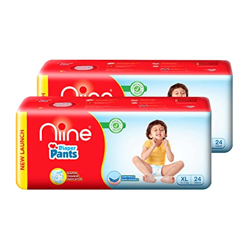 Niine Baby Diaper Pants, Extra Large(XL) Size (12-17 Kg) | 48 Count, Pack of 2| With Diaper Change Indicator| Faster Absorption |Up to 10 Hours Protection| Anti-Rash Diapers - Image 1