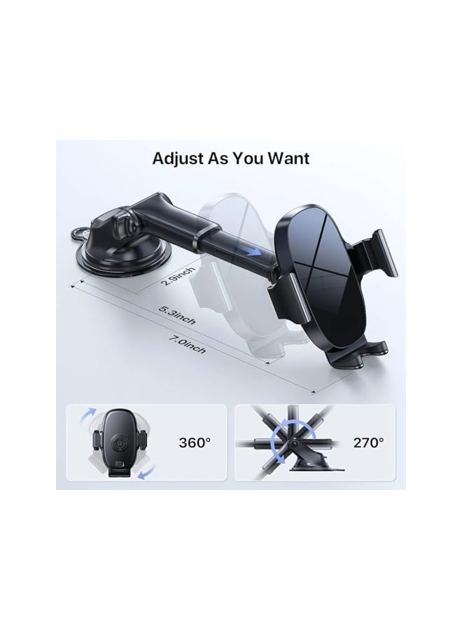 S-TOP Car Phone Holder Mount 4-in-1, Strong Suction Cup Dashboard and Windshield Stand, 360° Rotating Adjustable Mobile Phone Holder - Image 5