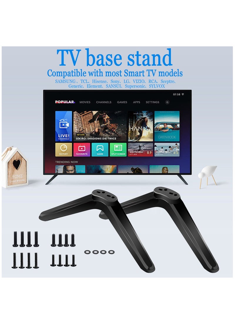 SYOSI - TV Stand Legs, Table Top TV Stand Base Replacement Legs for Most 32 to 55 Inch LCD LED for Samsung LG Sony VIZIO TCL KONKA TVs, with Cable Management, Hold up to 99lbs - Black - Image 1