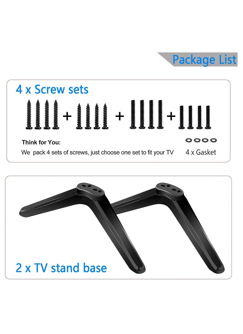 SYOSI - TV Stand Legs, Table Top TV Stand Base Replacement Legs for Most 32 to 55 Inch LCD LED for Samsung LG Sony VIZIO TCL KONKA TVs, with Cable Management, Hold up to 99lbs - Black - Image 1