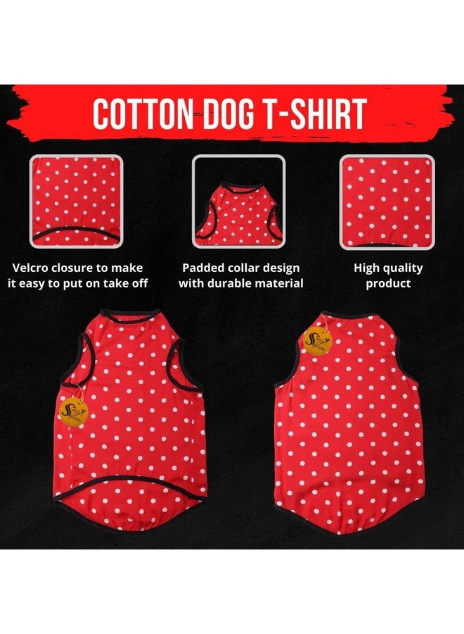 Sage Square Funky Soft Material Dog T-Shirt | Cool/Funky Print Pet | Soft Light Weight | Comfortable & Breathable Dog Clothing | Trendy Vest Outfit (Polka Red) (Large - 22Inch) - Image 5