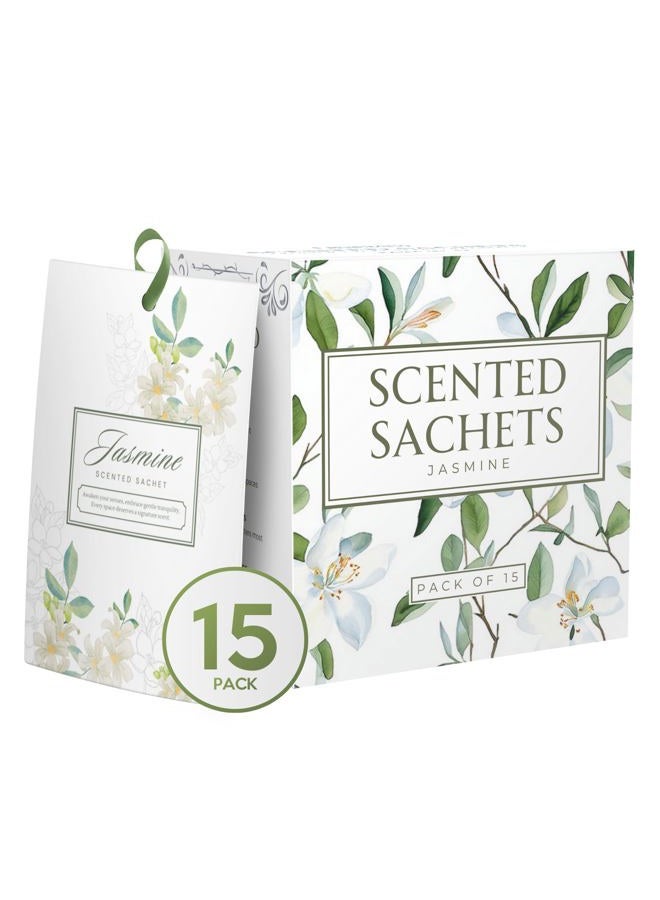 Linda's Essentials 15 عبوة من أكياس الياسمين للأدراج والخزائن، أكياس معطرة للأدراج، معطر خزائن للأدراج لإنعاش أي مساحة، أكياس أكياس الياسمين، معطرات أدراج معطرة لخزانة الملابس - Image 1