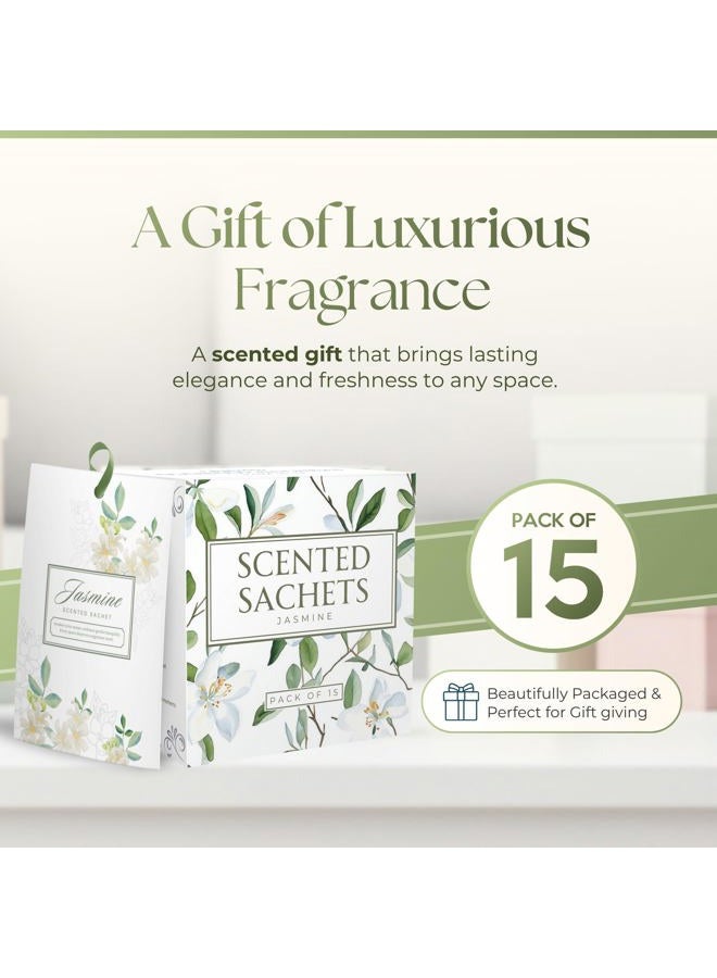Linda's Essentials 15 عبوة من أكياس الياسمين للأدراج والخزائن، أكياس معطرة للأدراج، معطر خزائن للأدراج لإنعاش أي مساحة، أكياس أكياس الياسمين، معطرات أدراج معطرة لخزانة الملابس - Image 4