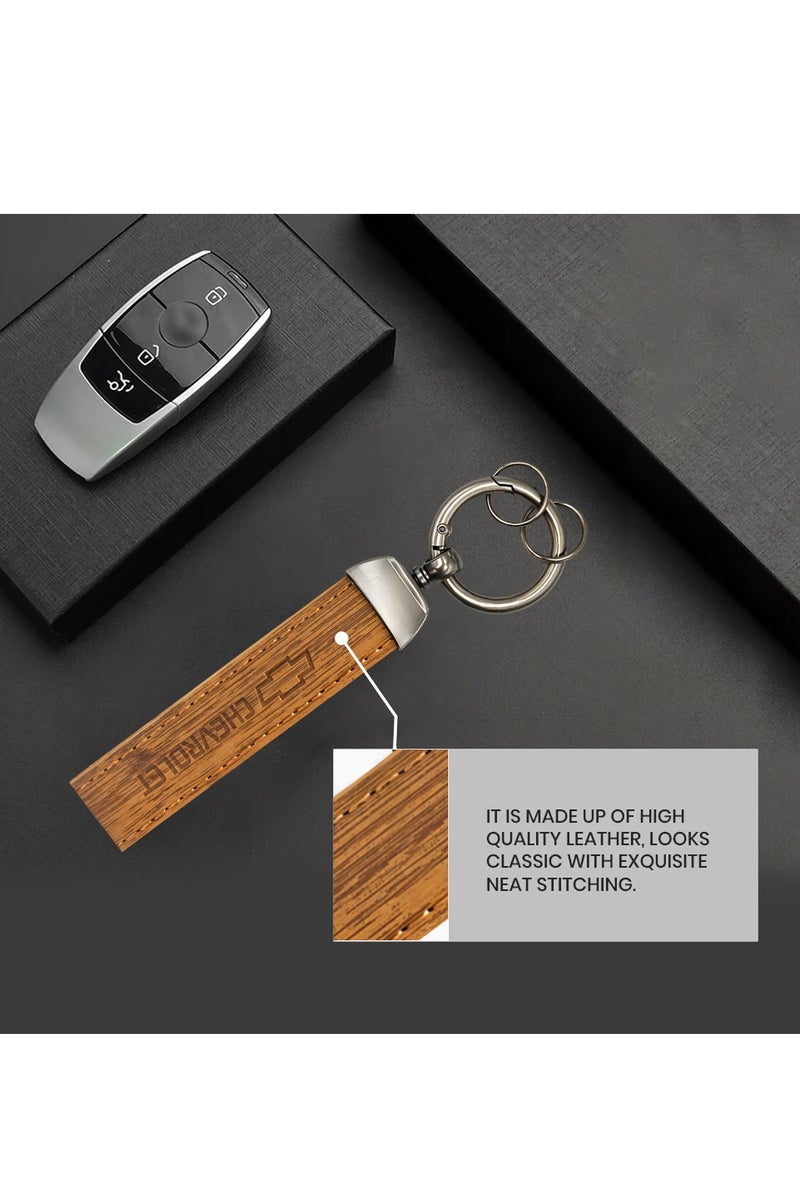 Chevrolet Metal Ring PU Leather Strap Keychain Home Key Chain Car Keychain Chevrolet Car Key Chain Super Finish 1Pcs  - Image 4