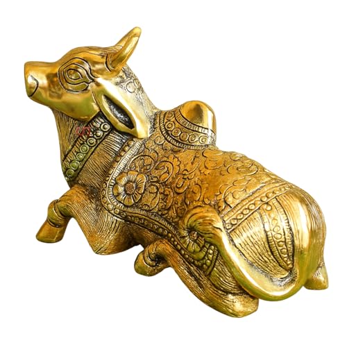 Salvus APP SOLUTIONS Handmade Metal Nandi Statue for Shivling for Daily Worship & Blessing (Gold 6x4 INCH) - Image 1