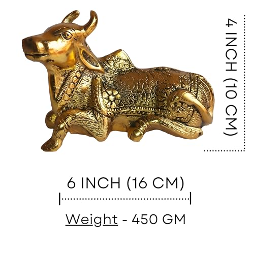 Salvus APP SOLUTIONS Handmade Metal Nandi Statue for Shivling for Daily Worship & Blessing (Gold 6x4 INCH) - Image 2
