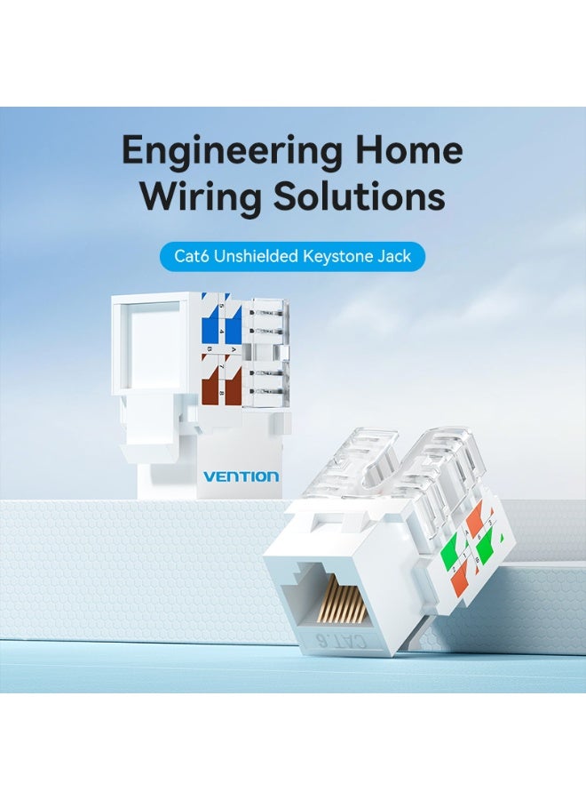 VENTION Cat6 Unshielded Keystone Jack White Plastic Type Model # IRFW0 - Image 2
