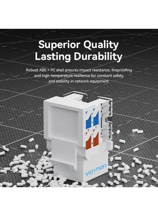 VENTION Cat6 Unshielded Keystone Jack White Plastic Type Model # IRFW0 - Image 4
