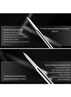 Serplex Serplex 6Pcs Carving Bits Detail Carving Bits for Rotary Tool 235mm Shrank Stainless Steel Engraving Carving Drill Bit Detailing Engraving Bits Rotary Carving Bits for DIY Wooden Carving Woodworking  - Image 5