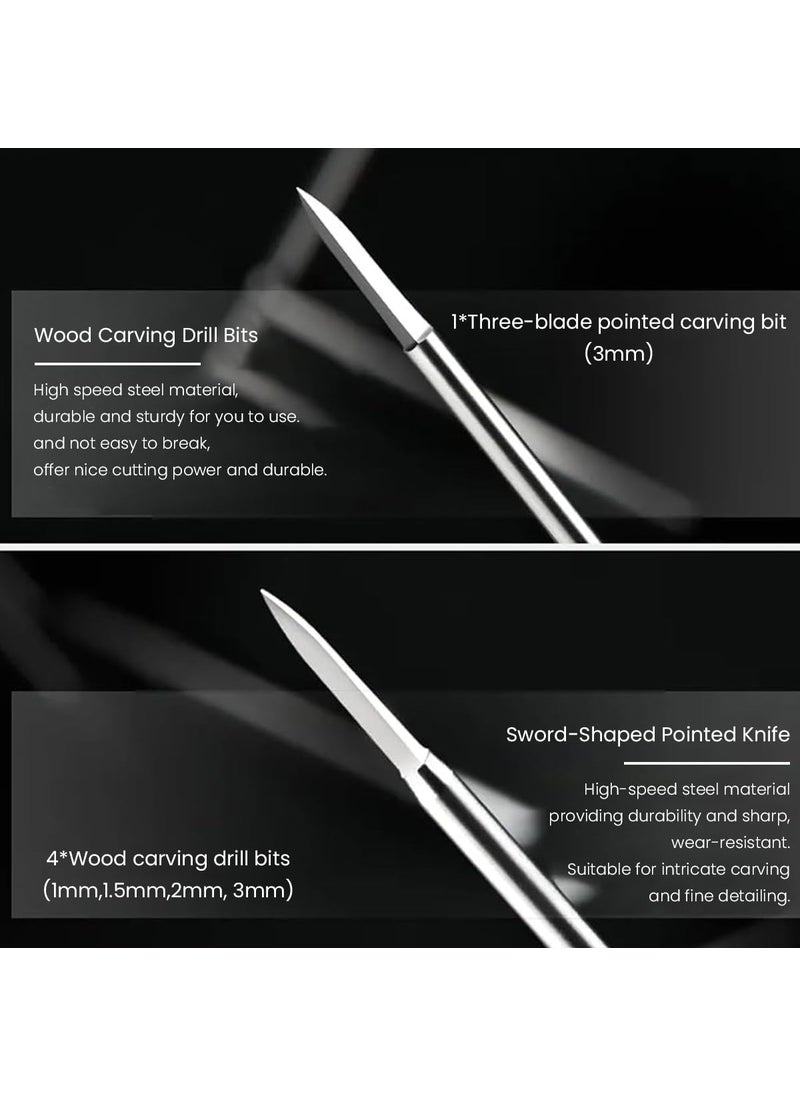 Serplex - Serplex 6Pcs Carving Bits Detail Carving Bits for Rotary Tool 235mm Shrank Stainless Steel Engraving Carving Drill Bit Detailing Engraving Bits Rotary Carving Bits for DIY Wooden Carving Woodworking - Image 1