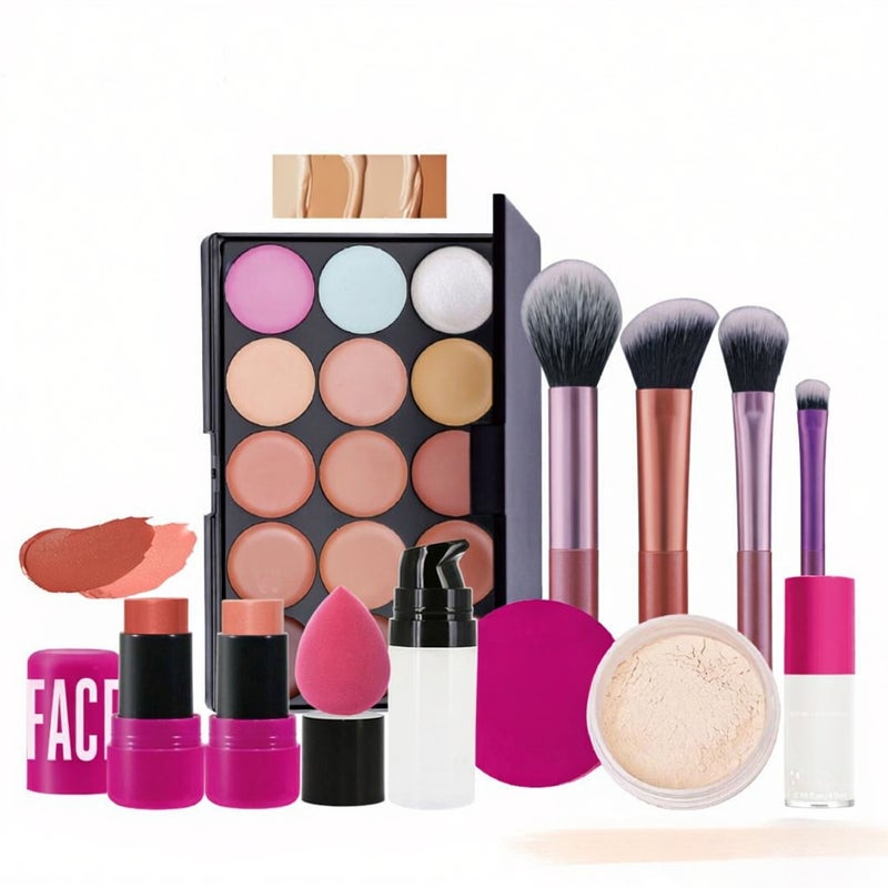 Eyeshadow Palette Mascara Eyeshadow Brush Eyeliner Eyebrow Pencil Combo Set for Beginners 11pc - Image 1