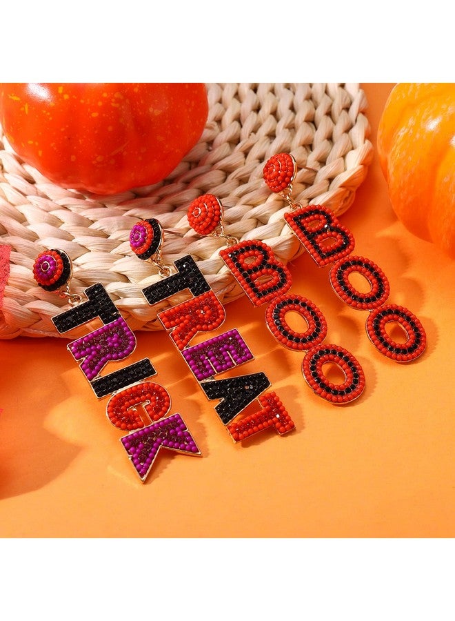 فالين طقم أقراط الهالوين، أقراط خرز على شكل قرع شبح حلوى الذرة للنساء أقراط متدلية مصنوعة يدويًا على شكل متدلي مخيف أقراط حفلات تنكرية هدايا الهالوين (الطراز G) - Image 2