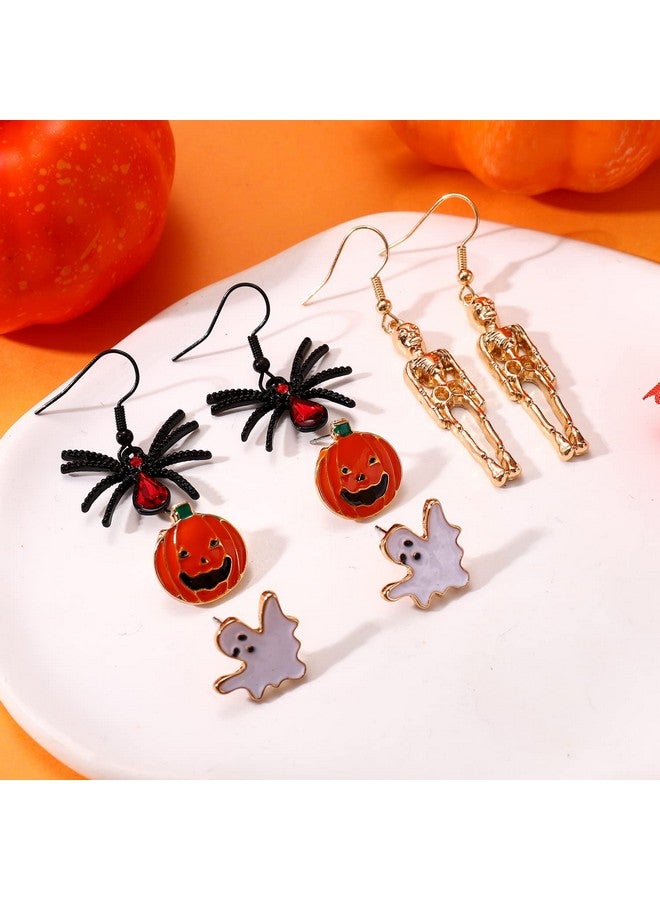 فالين طقم أقراط الهالوين، أقراط خرز على شكل قرع شبح حلوى الذرة للنساء أقراط متدلية مصنوعة يدويًا على شكل متدلي مخيف أقراط حفلات تنكرية هدايا الهالوين (الطراز G) - Image 3