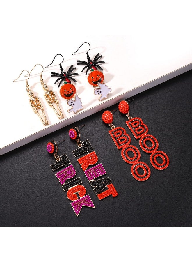 فالين طقم أقراط الهالوين، أقراط خرز على شكل قرع شبح حلوى الذرة للنساء أقراط متدلية مصنوعة يدويًا على شكل متدلي مخيف أقراط حفلات تنكرية هدايا الهالوين (الطراز G) - Image 4