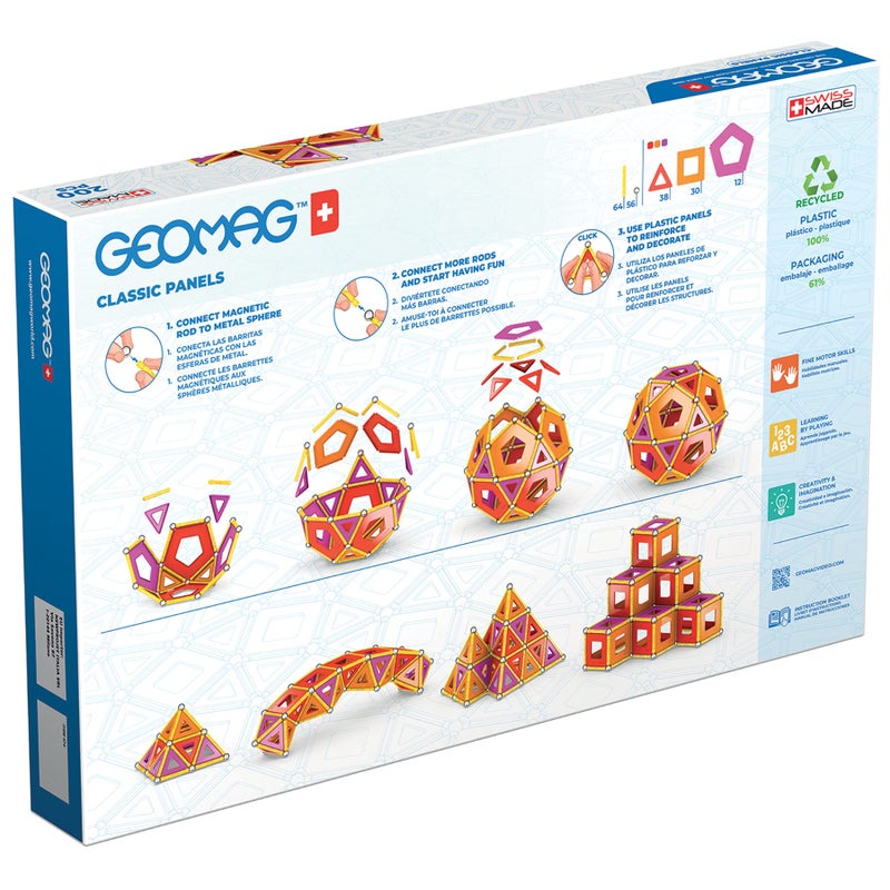 GEOMAG ألعاب جيوماغ المغناطيسية - مجموعة بلاط البناء الكلاسيكية 200 قطعة للأطفال من 5 إلى 99 عامًا | لعبة تعليمية معتمدة من STEM و STEAM مصنوعة من 100% بلاستيك معاد تدويره | تعلم إبداعي للأطفال في سن المدرسة - Image 2