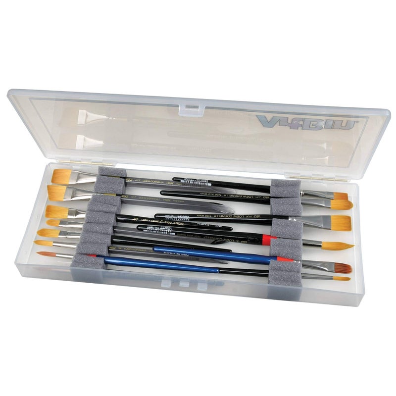 ArtBin KW903 Brush Box with Foam Inserts, Fine Art Portable Paint Brush Organizer, Plastic, Clear, 1.0 Count - Image 1